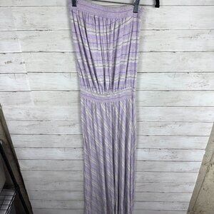 Redhaut Purple/White Stripe Strapless Maxi Dress